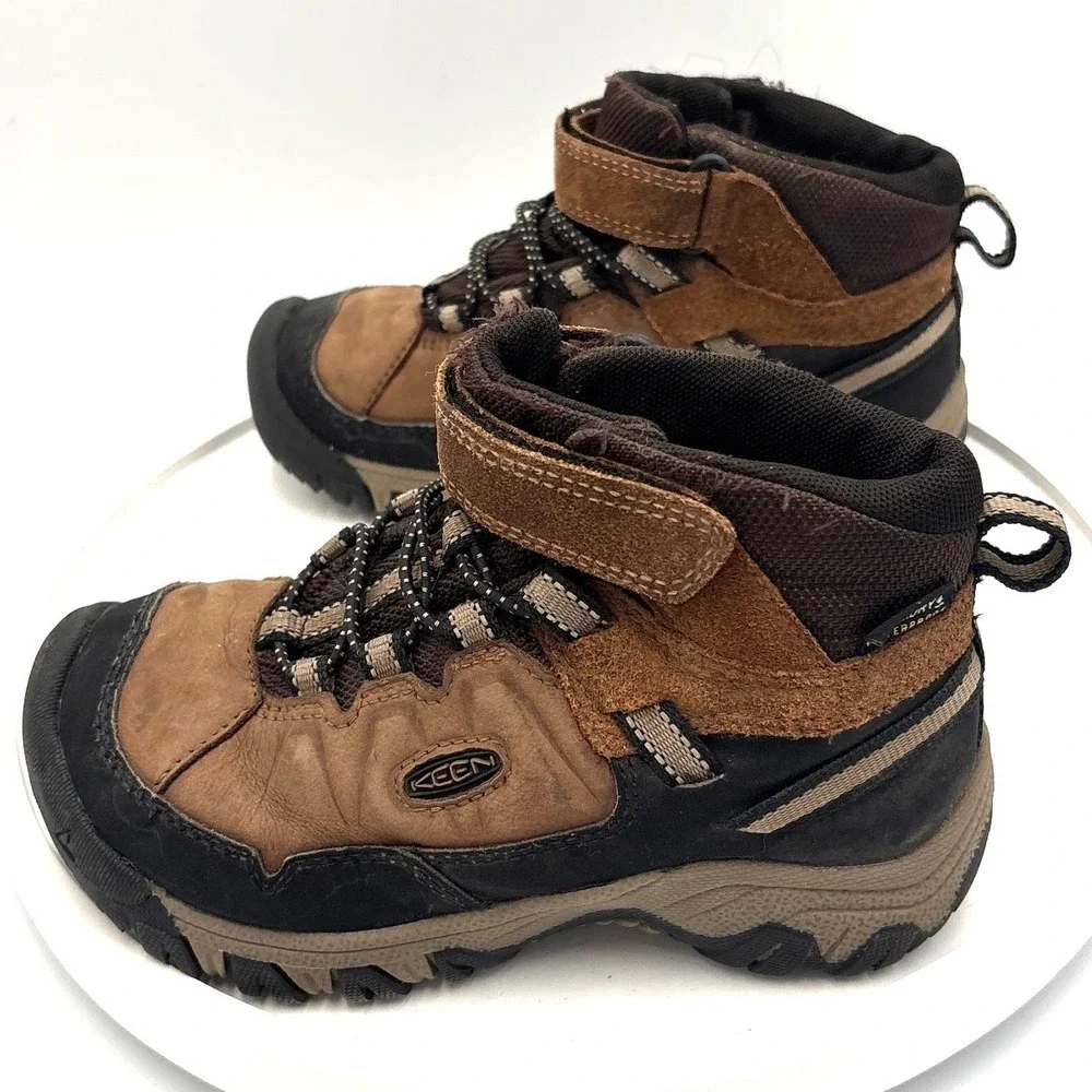 Keen Kids Brown Black Waterproof Hiking Boots 1029610 Size US 12 EU 30